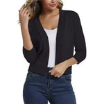 Katharina Open-Front Cardigan with 3/4 Sleeves