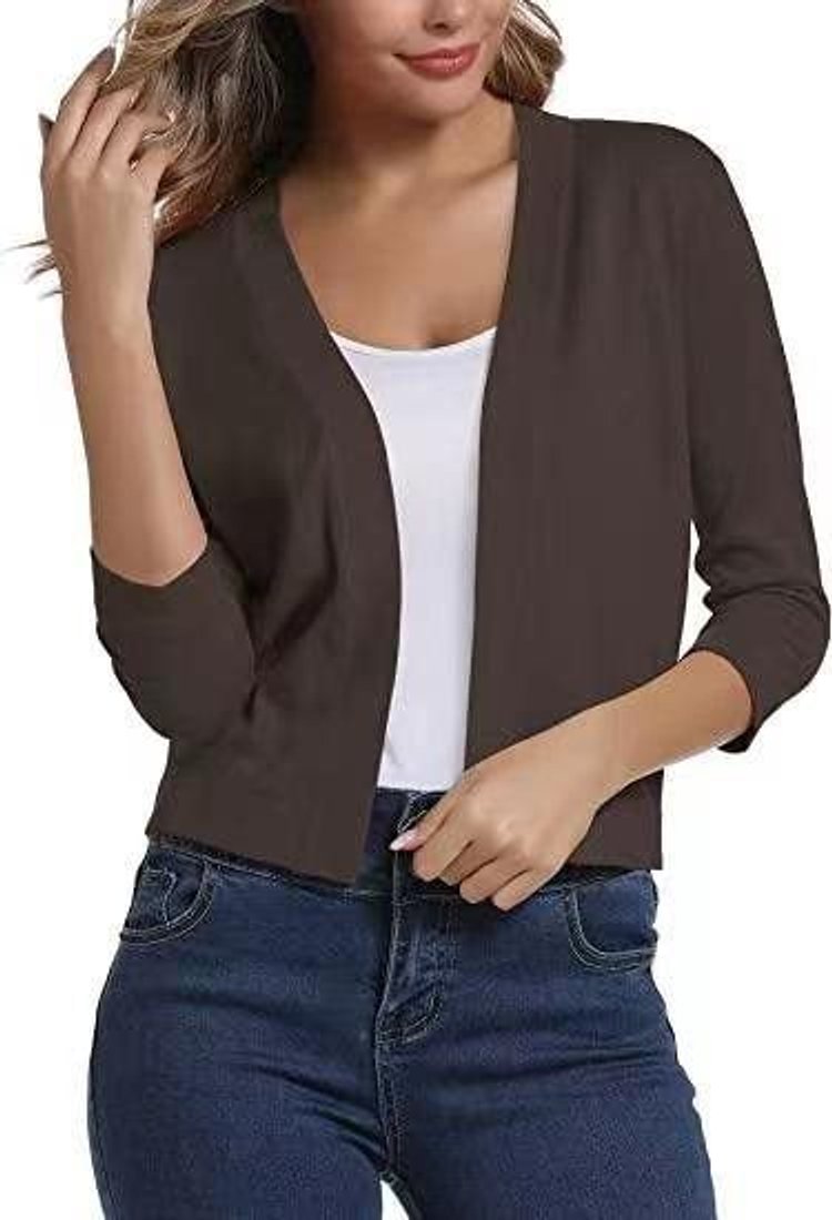 Katharina Open-Front Cardigan with 3/4 Sleeves
