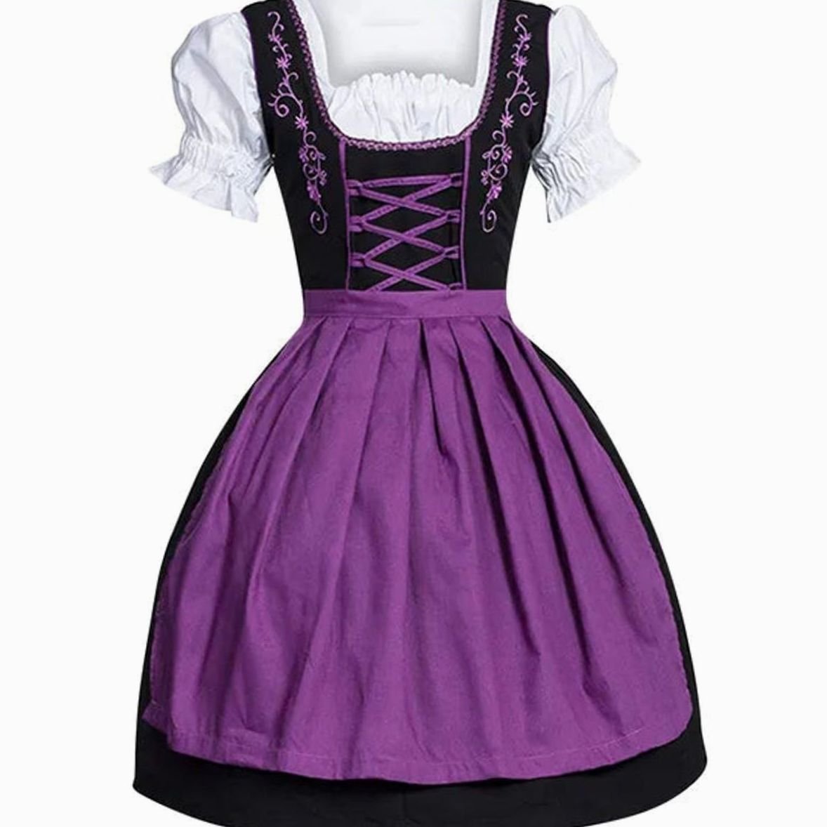 Johanna Lace-Up Dirndl Dress with Apron and Blouse
