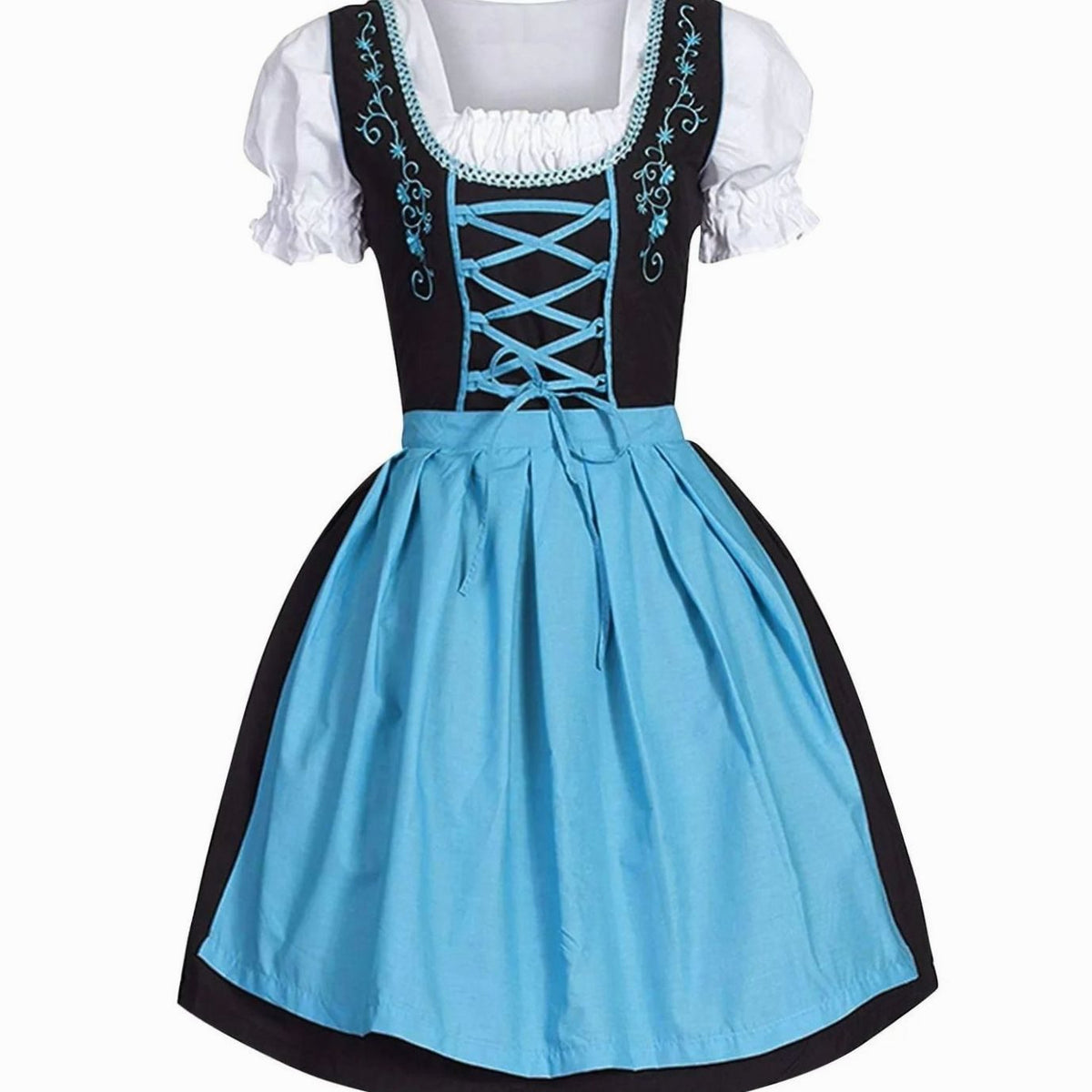 Johanna Lace-Up Dirndl Dress with Apron and Blouse