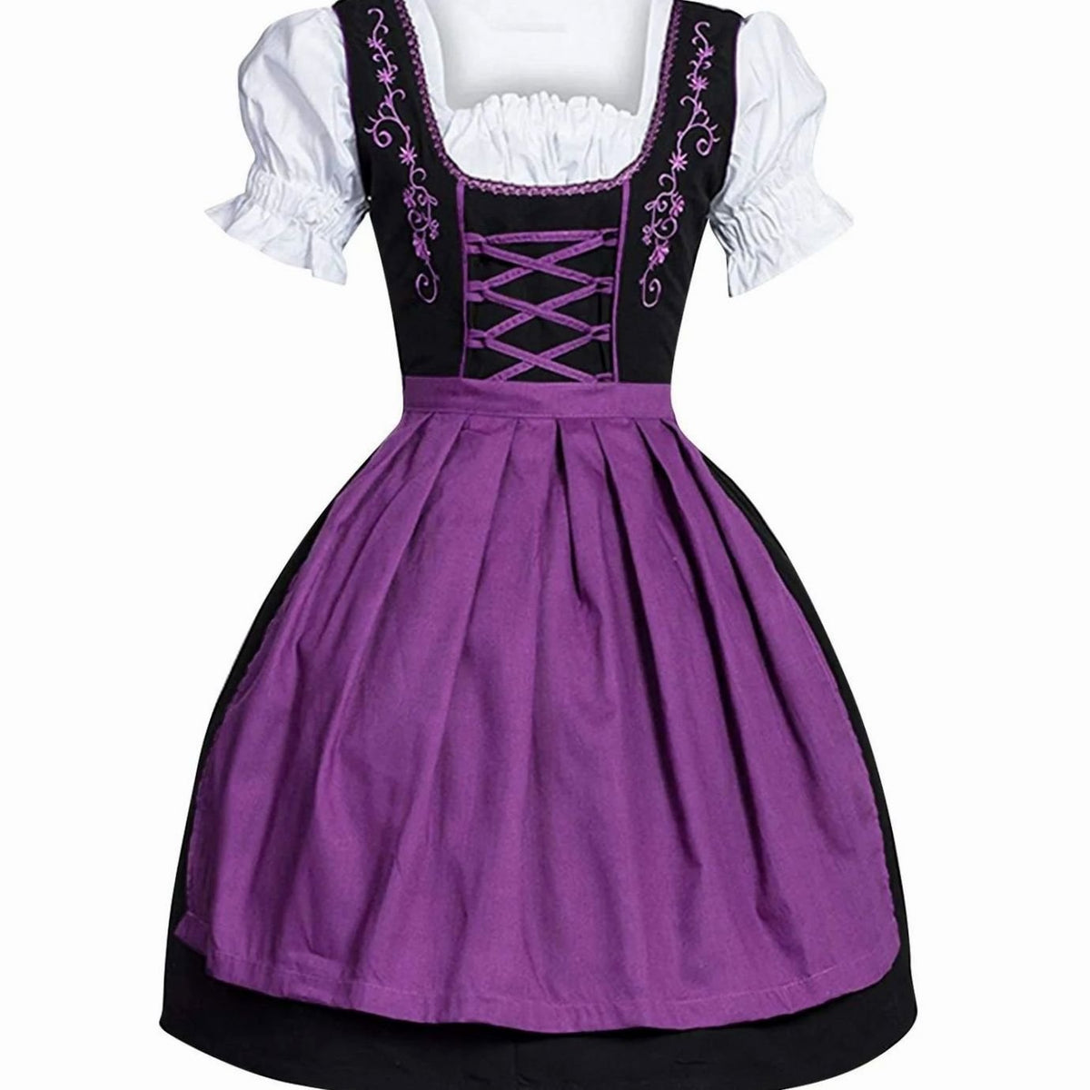 Johanna Lace-Up Dirndl Dress with Apron and Blouse