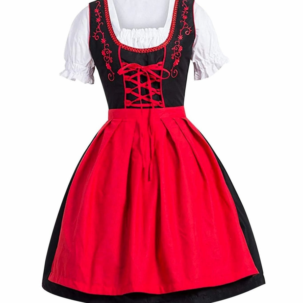 Johanna Lace-Up Dirndl Dress with Apron and Blouse