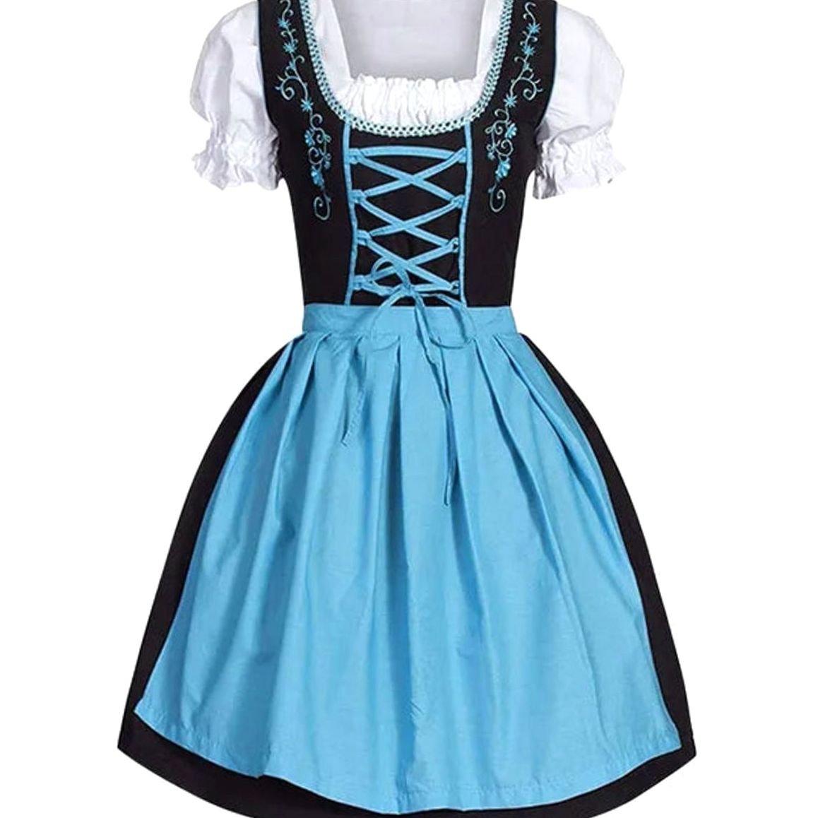 Johanna Lace-Up Dirndl Dress with Apron and Blouse
