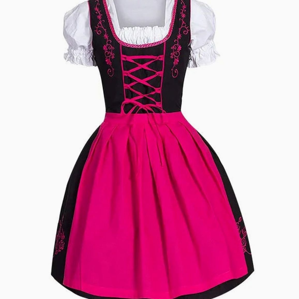 Johanna Lace-Up Dirndl Dress with Apron and Blouse