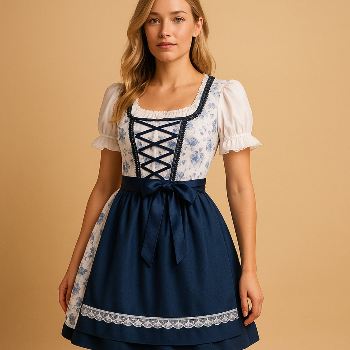 Nora Lace-Trim Apron Dirndl Dress