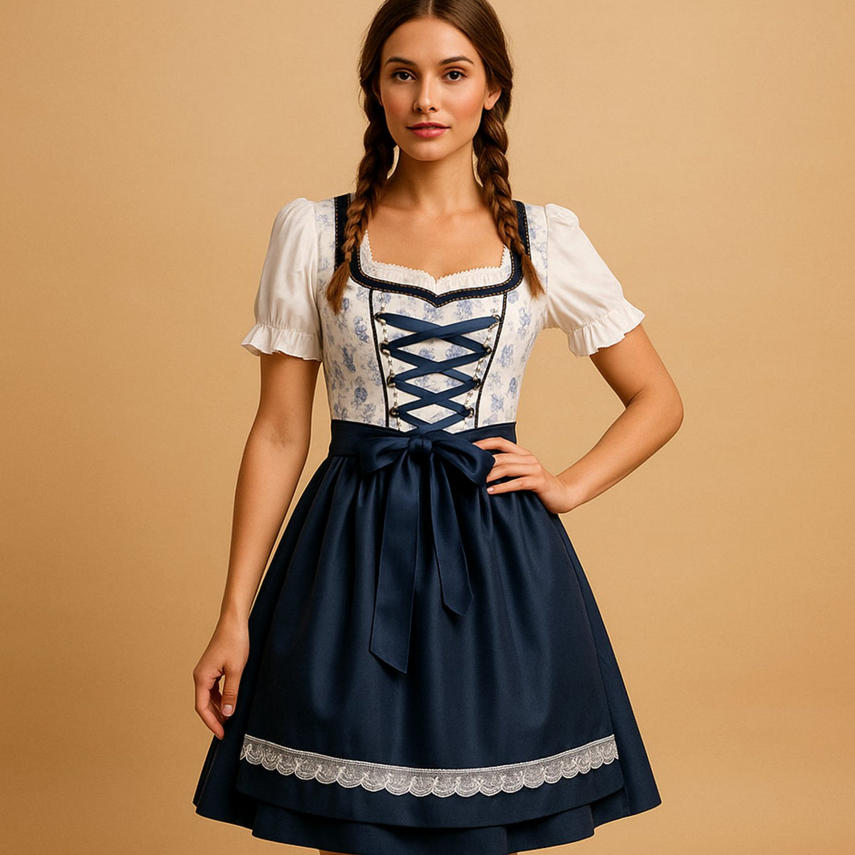 Nora Lace-Trim Apron Dirndl Dress