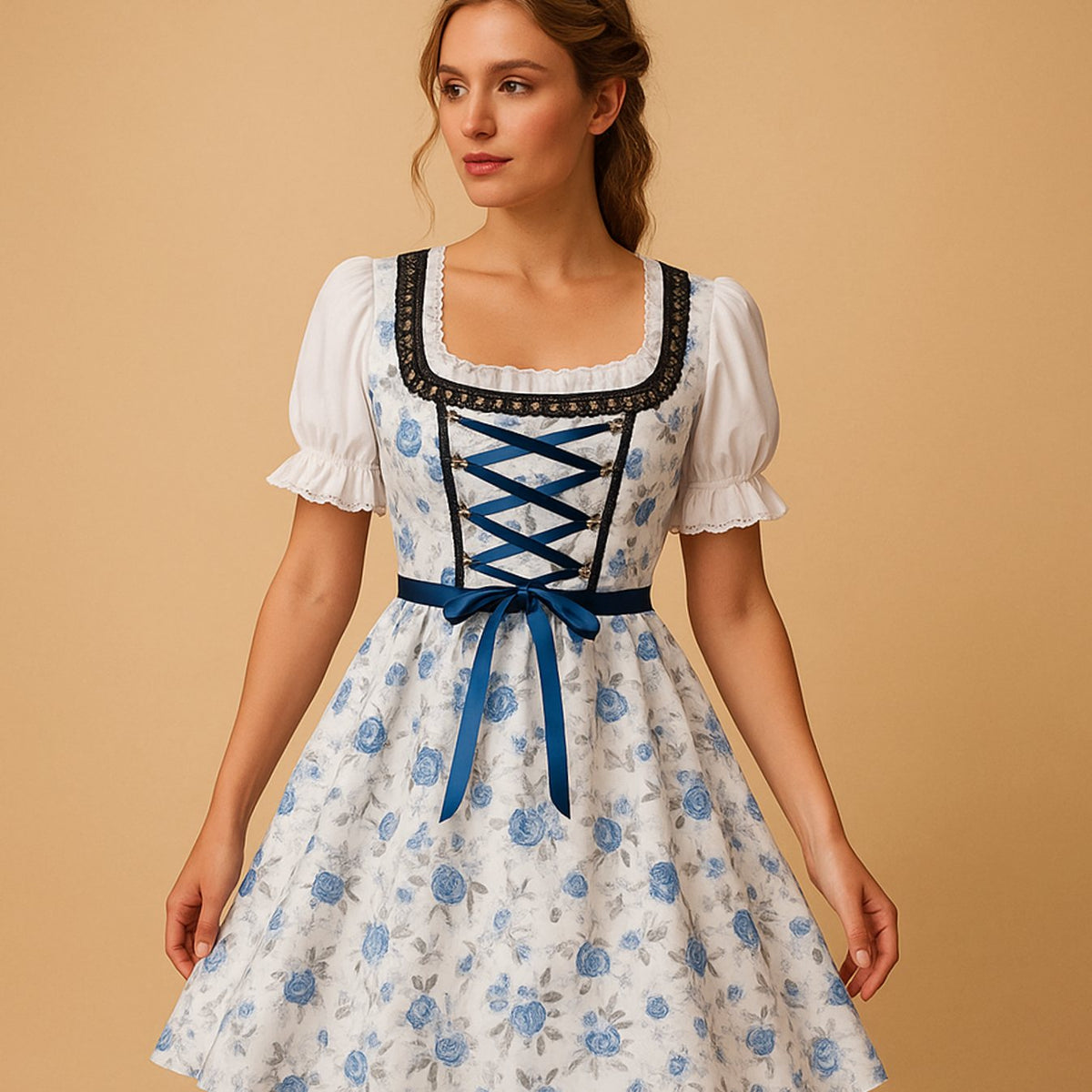 Nora Lace-Trim Apron Dirndl Dress