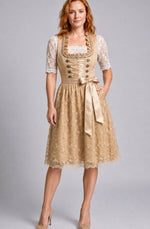 Annika Floral Lace Dirndl Dress with Lace-Up Bodice
