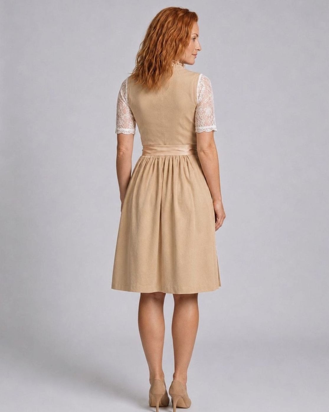 Annika Floral Lace Dirndl Dress with Lace-Up Bodice