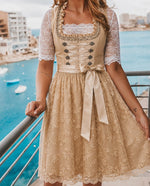 Annika Floral Lace Dirndl Dress with Lace-Up Bodice