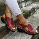 Leonie Orthopedic Wedge Slide Sandals in Faux Leather