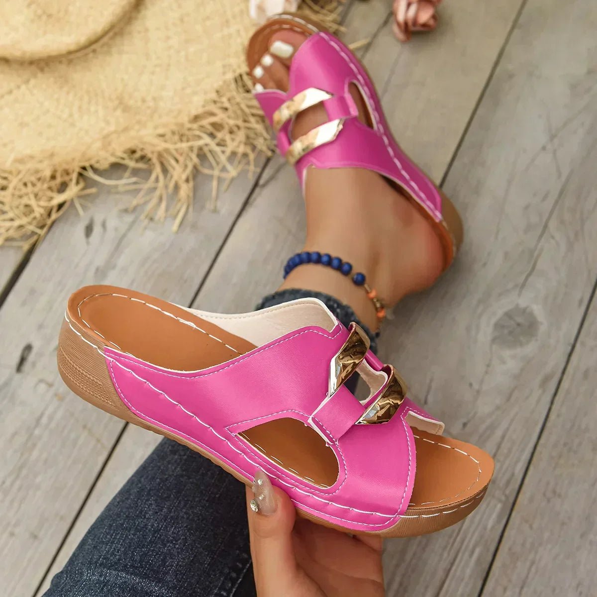Nora Orthopedic Vegan Slip-On Wedge Sandals
