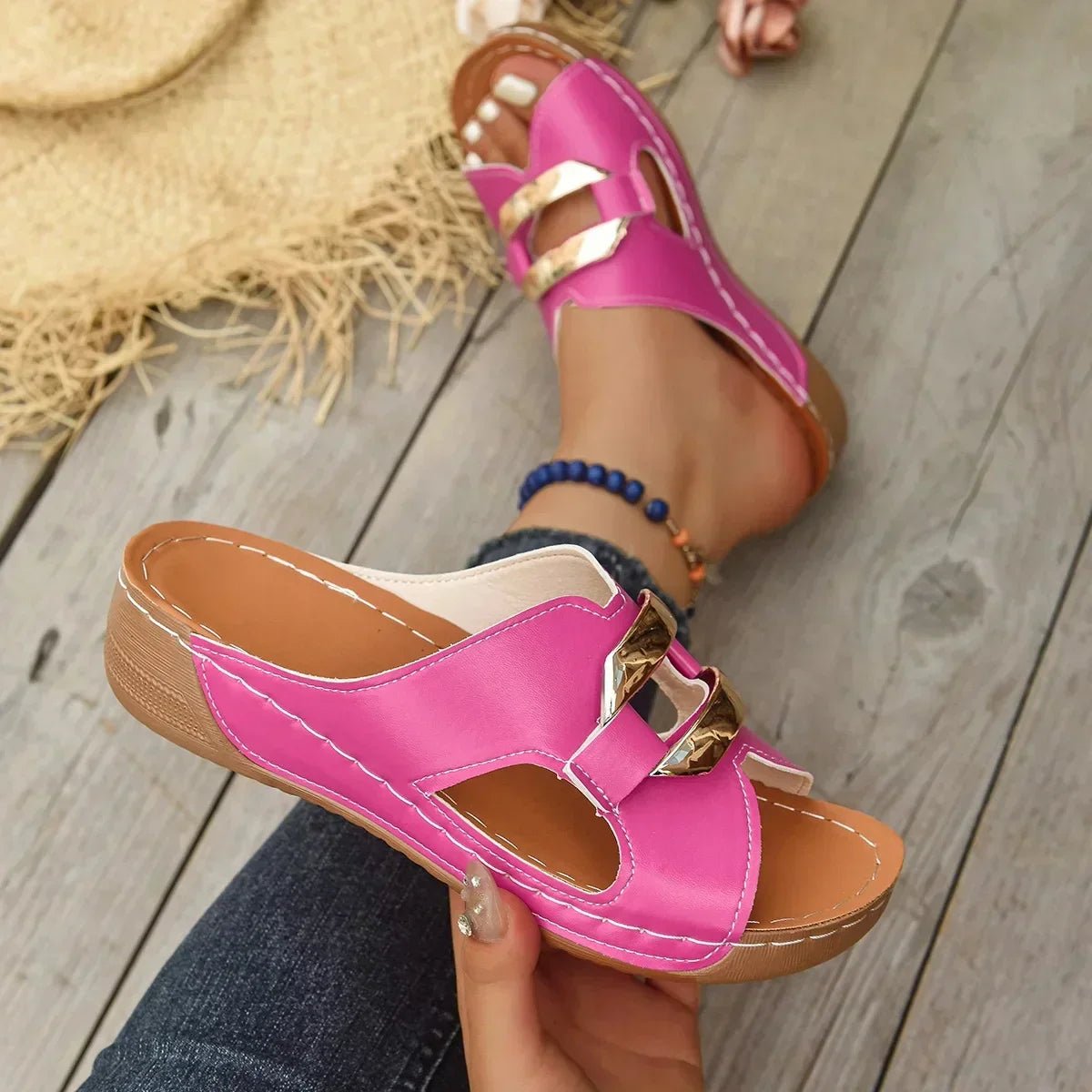 Nora Orthopedic Vegan Slip-On Wedge Sandals