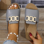 Johanna Orthopedic Wedge Slide Sandals with Metal Buckle