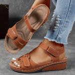 Elisabeth Orthopedic Wedge Comfort Sandals with Velcro Straps