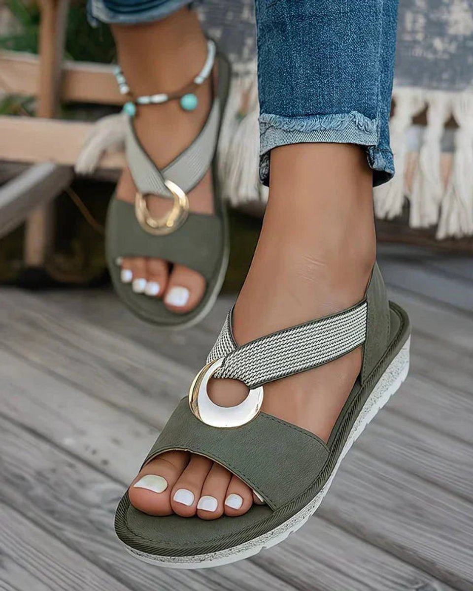 Elisabeth Orthopedic Arch Support Sandals with Metal Buckle