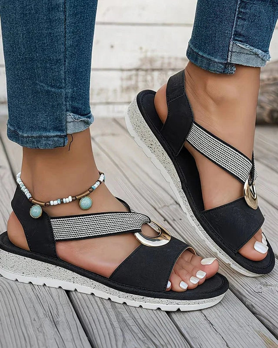 Elisabeth Orthopedic Arch Support Sandals with Metal Buckle