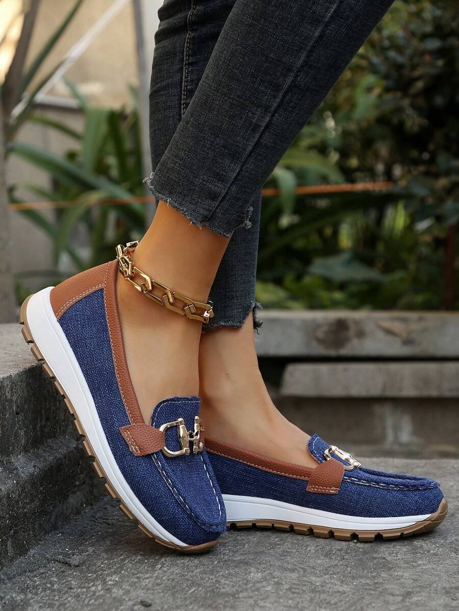 Leonie Orthopedic Non-Slip Loafers with Gold Detail