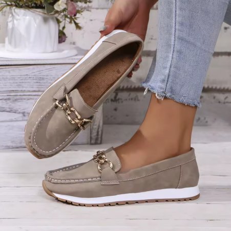 Leonie Orthopedic Non-Slip Loafers with Gold Detail