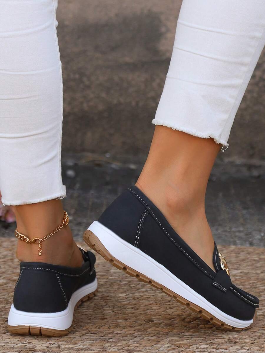 Leonie Orthopedic Non-Slip Loafers with Gold Detail