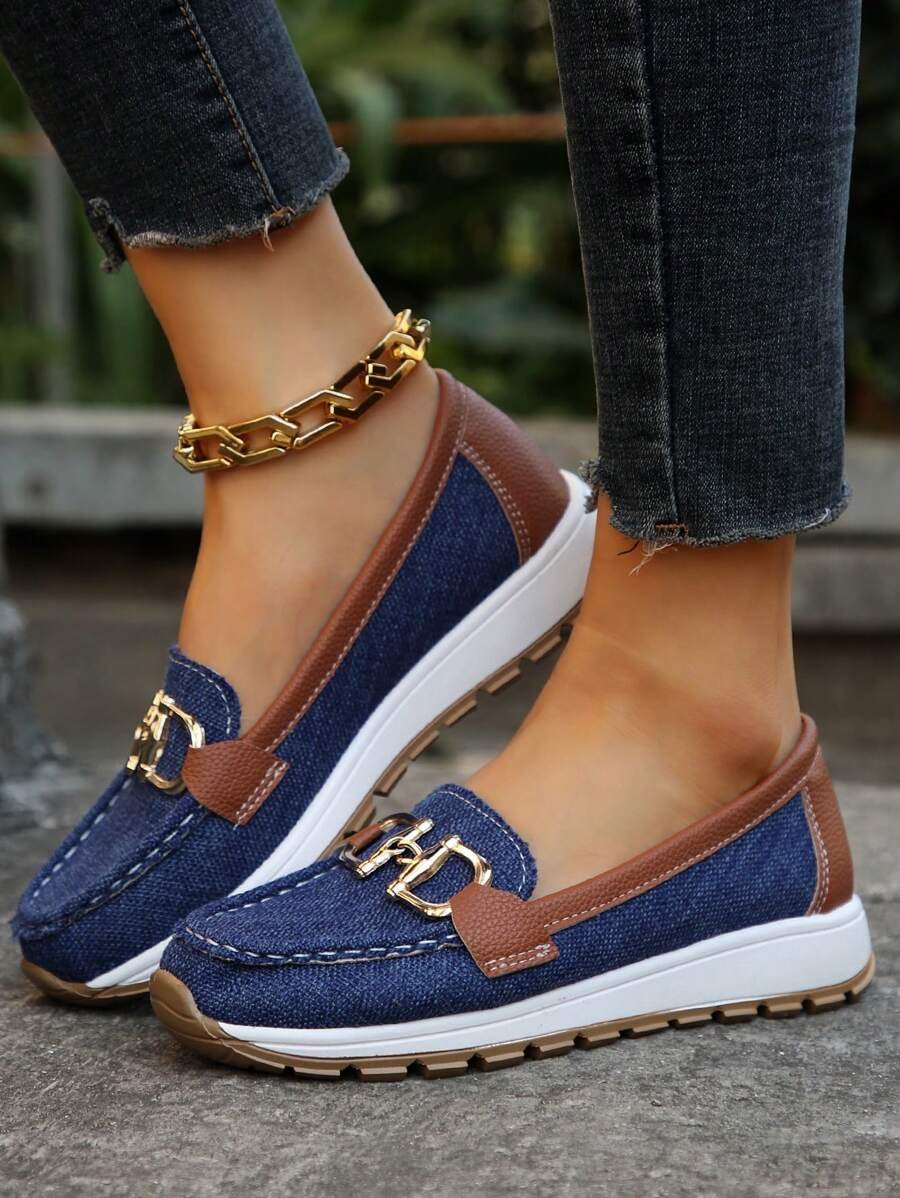 Leonie Orthopedic Non-Slip Loafers with Gold Detail