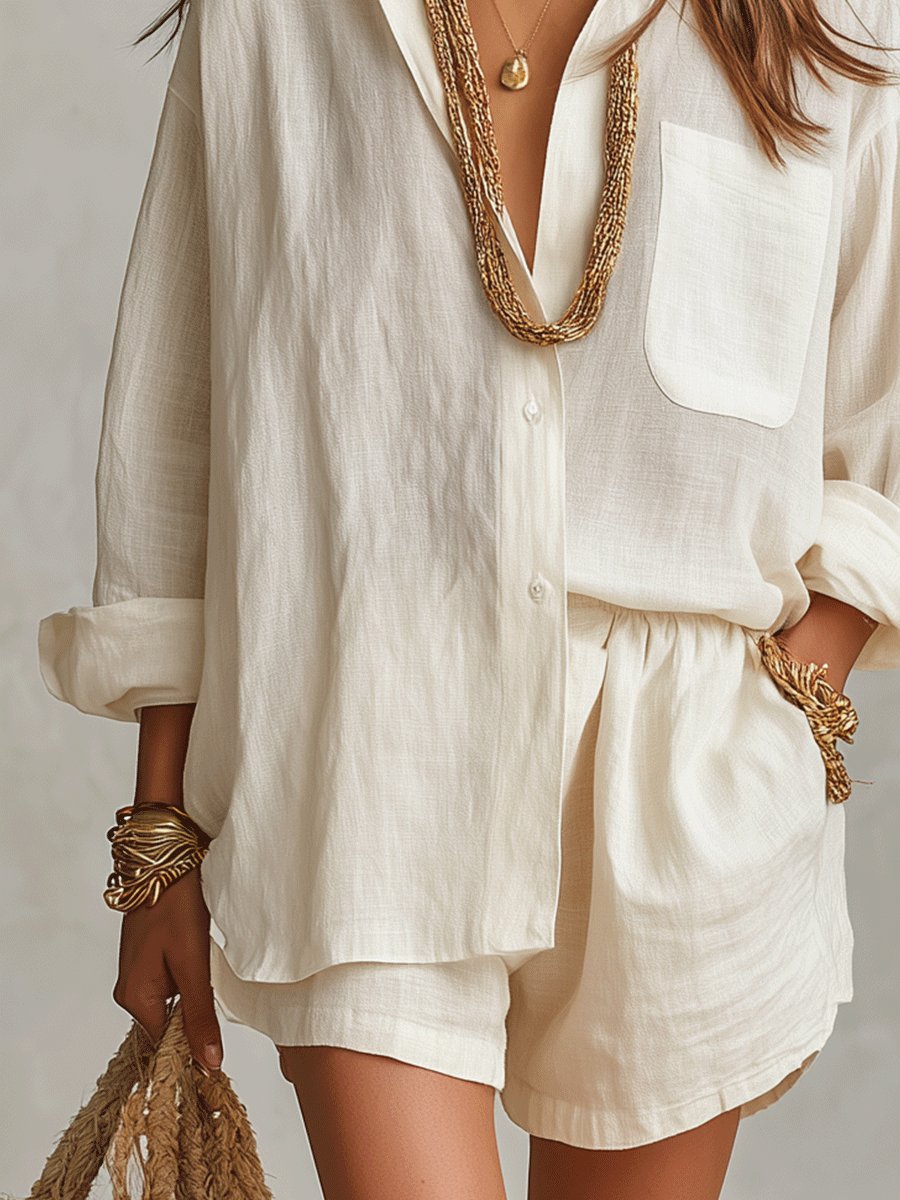 Emilia Oversized Linen Shirt and Shorts Set