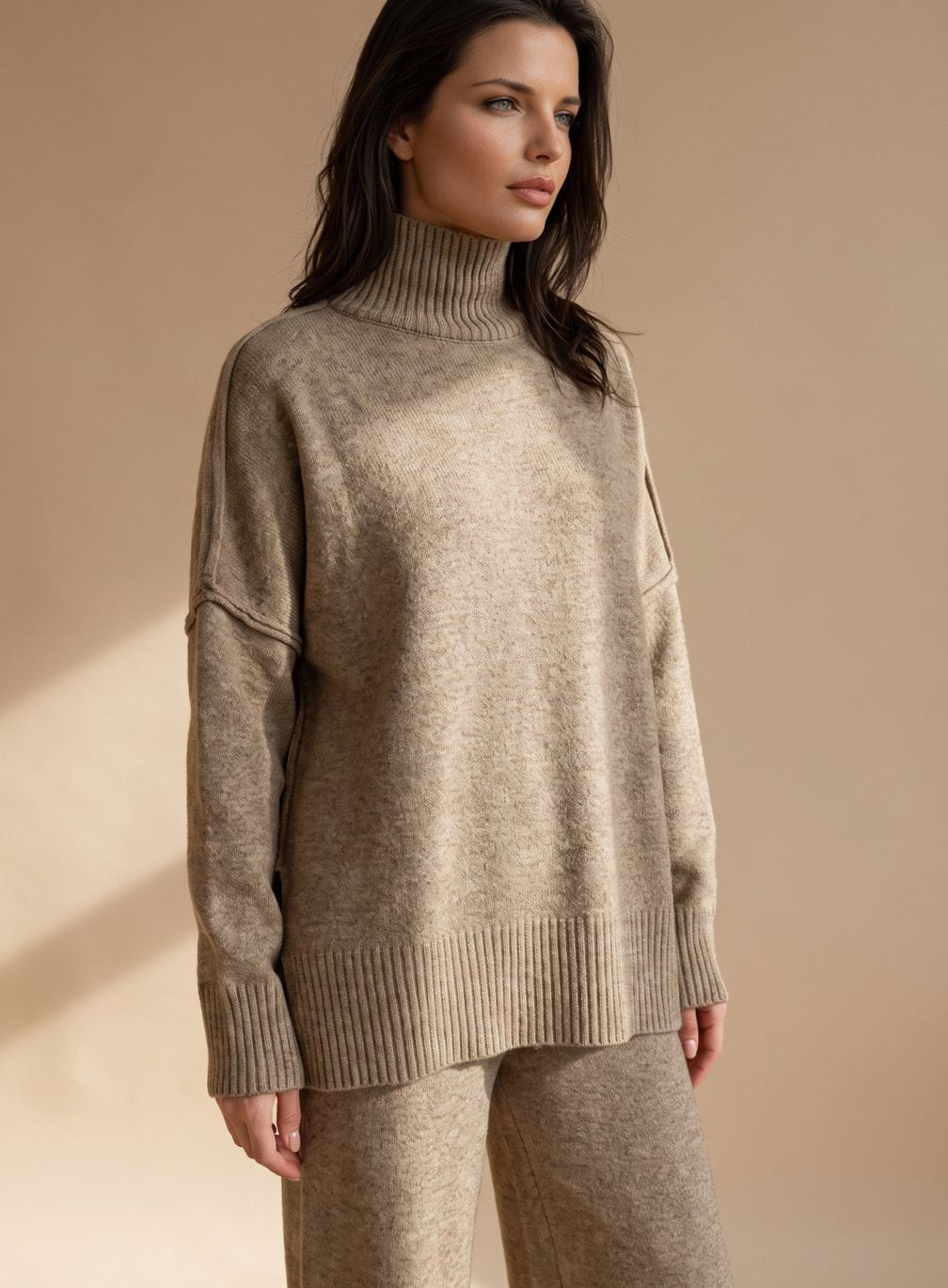 Sophie Oversized Turtleneck Knit Lounge Set Wide-Leg