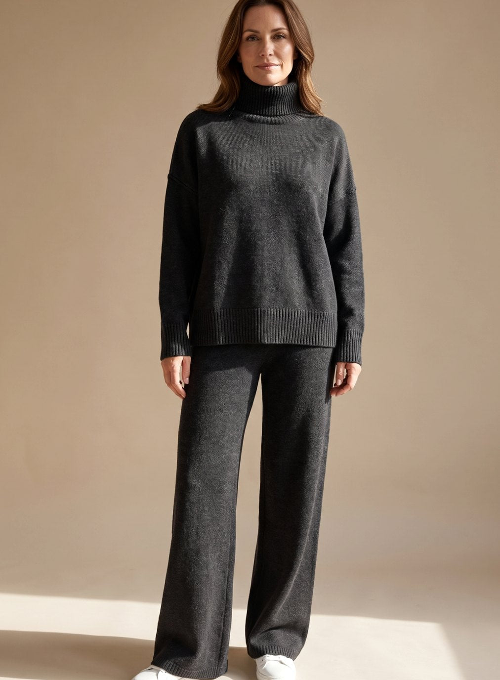 Sophie Oversized Turtleneck Knit Lounge Set Wide-Leg