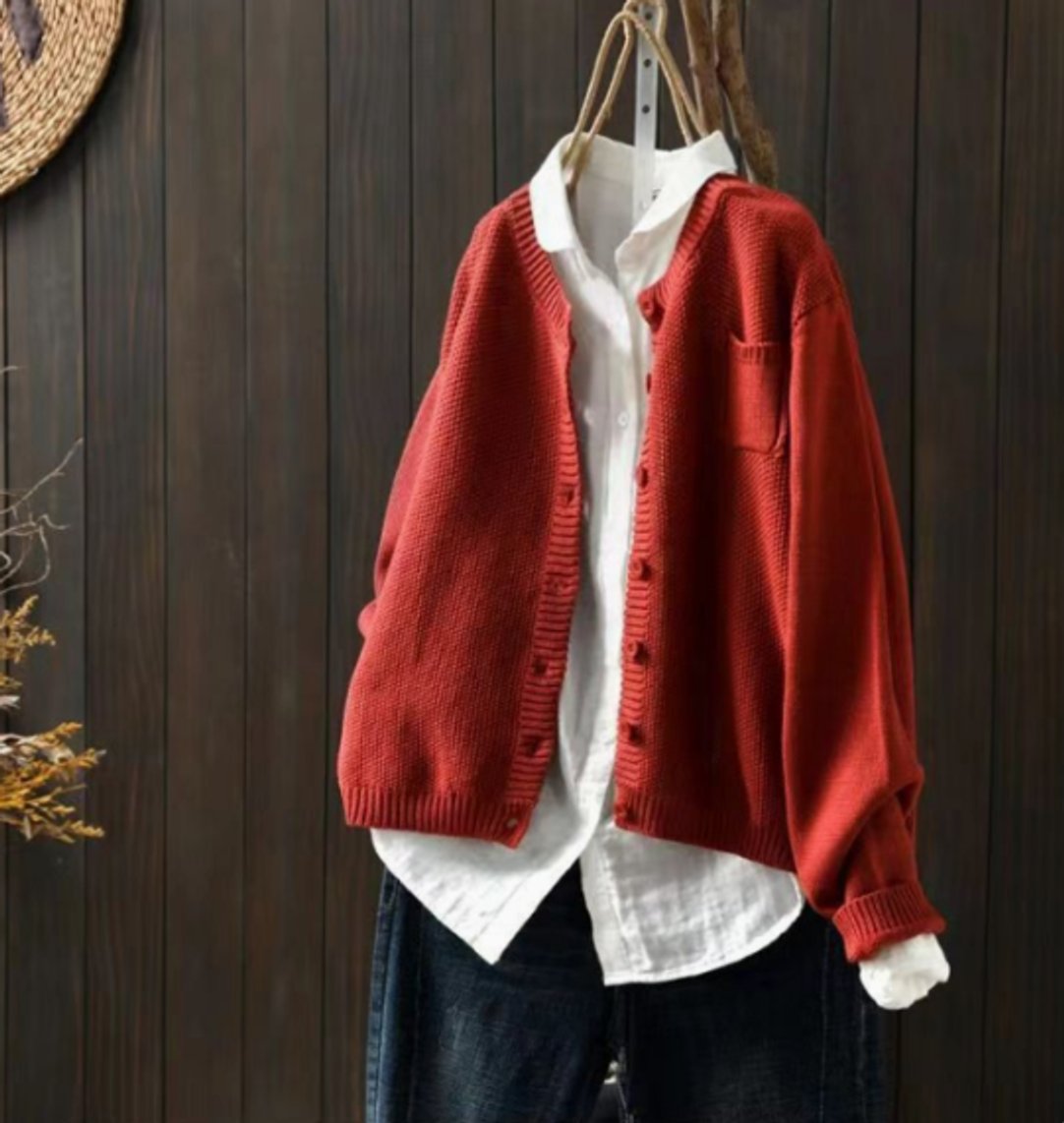 Luisa Oversized Button-Front Knit Cardigan with Pockets