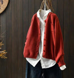 Luisa Oversized Button-Front Knit Cardigan with Pockets