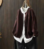 Luisa Oversized Button-Front Knit Cardigan with Pockets