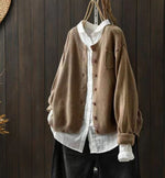 Luisa Oversized Button-Front Knit Cardigan with Pockets