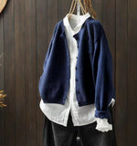 Luisa Oversized Button-Front Knit Cardigan with Pockets
