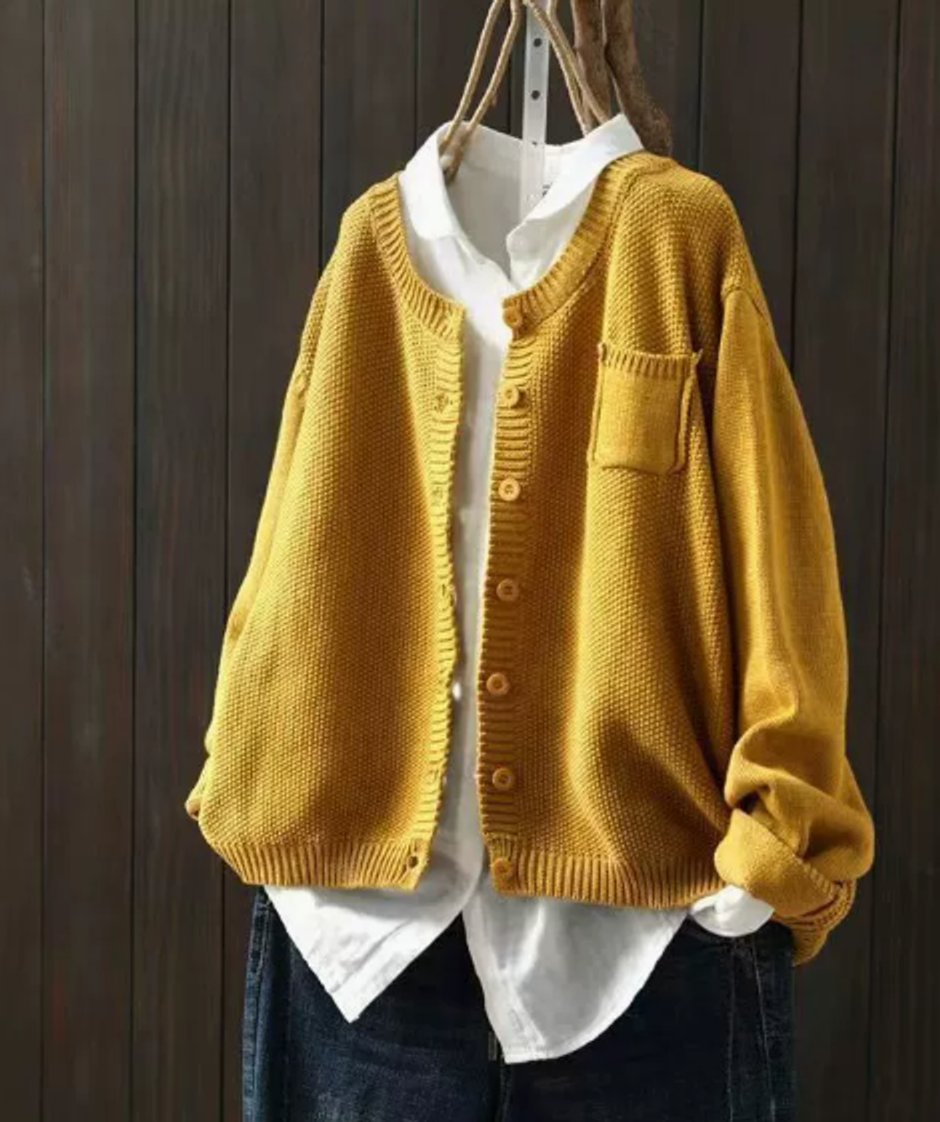 Luisa Oversized Button-Front Knit Cardigan with Pockets