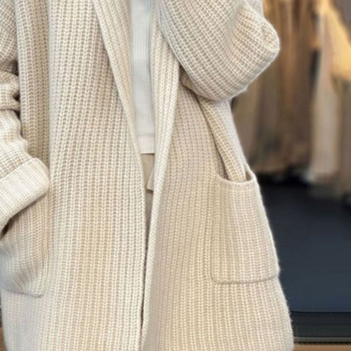 Elisabeth Oversized V-Neck Knit Cardigan with Pockets