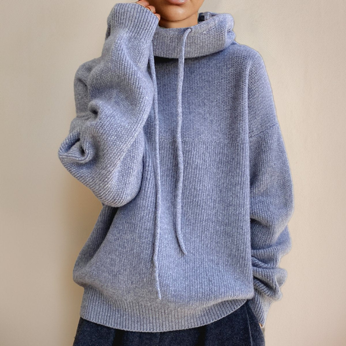 Elfriede Hooded Oversized Turtleneck Sweater