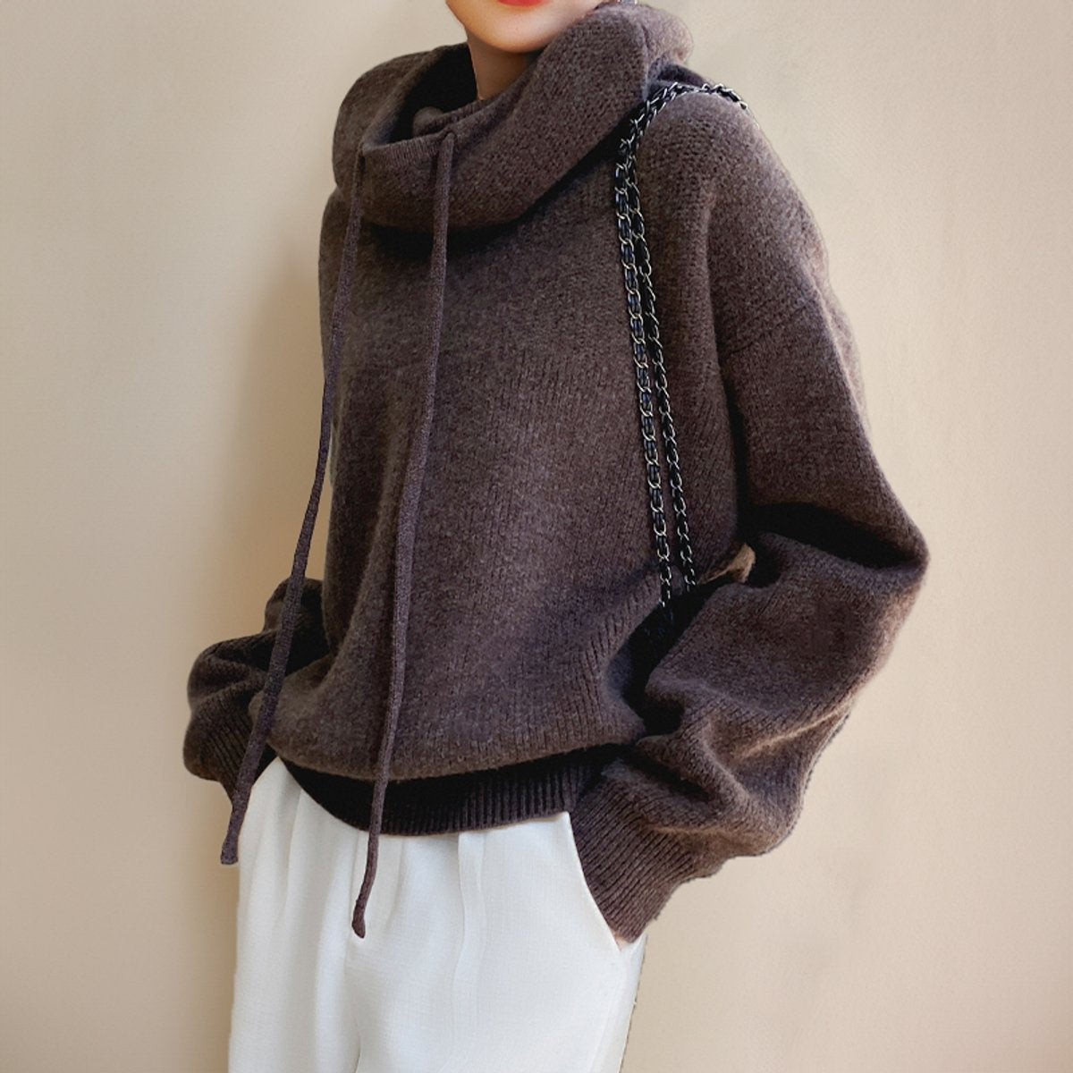 Elfriede Hooded Oversized Turtleneck Sweater