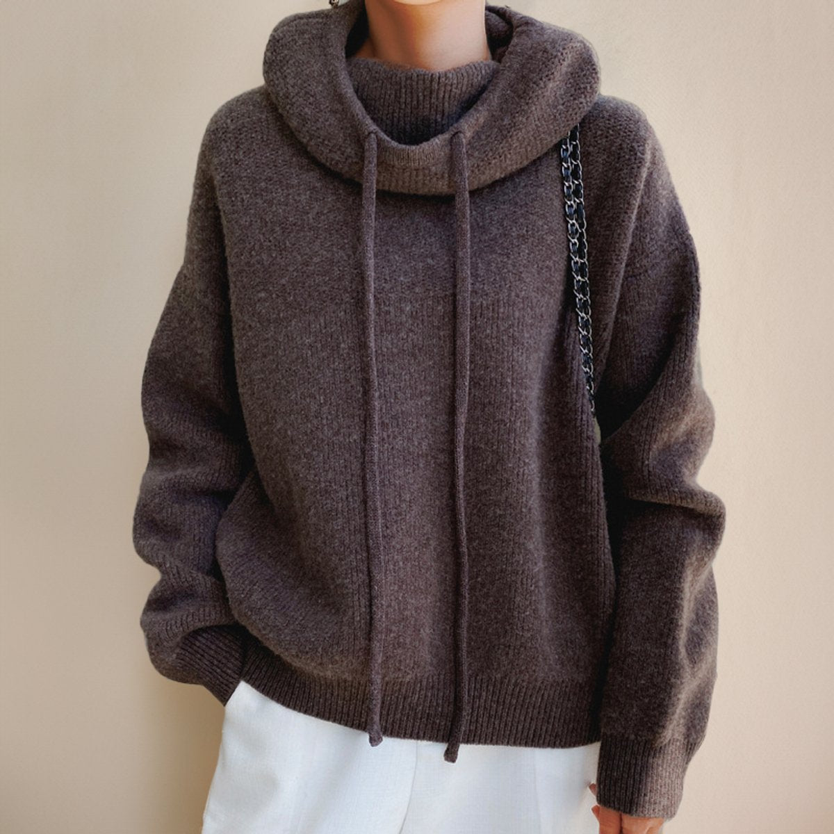Elfriede Hooded Oversized Turtleneck Sweater