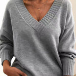 Frieda Oversized V-Neck Knit Sweater