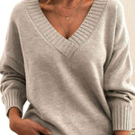 Frieda Oversized V-Neck Knit Sweater