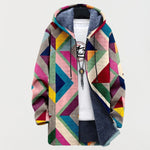 Maximilian Oversized Fleece-Lined Geometric Hoodie Sweater