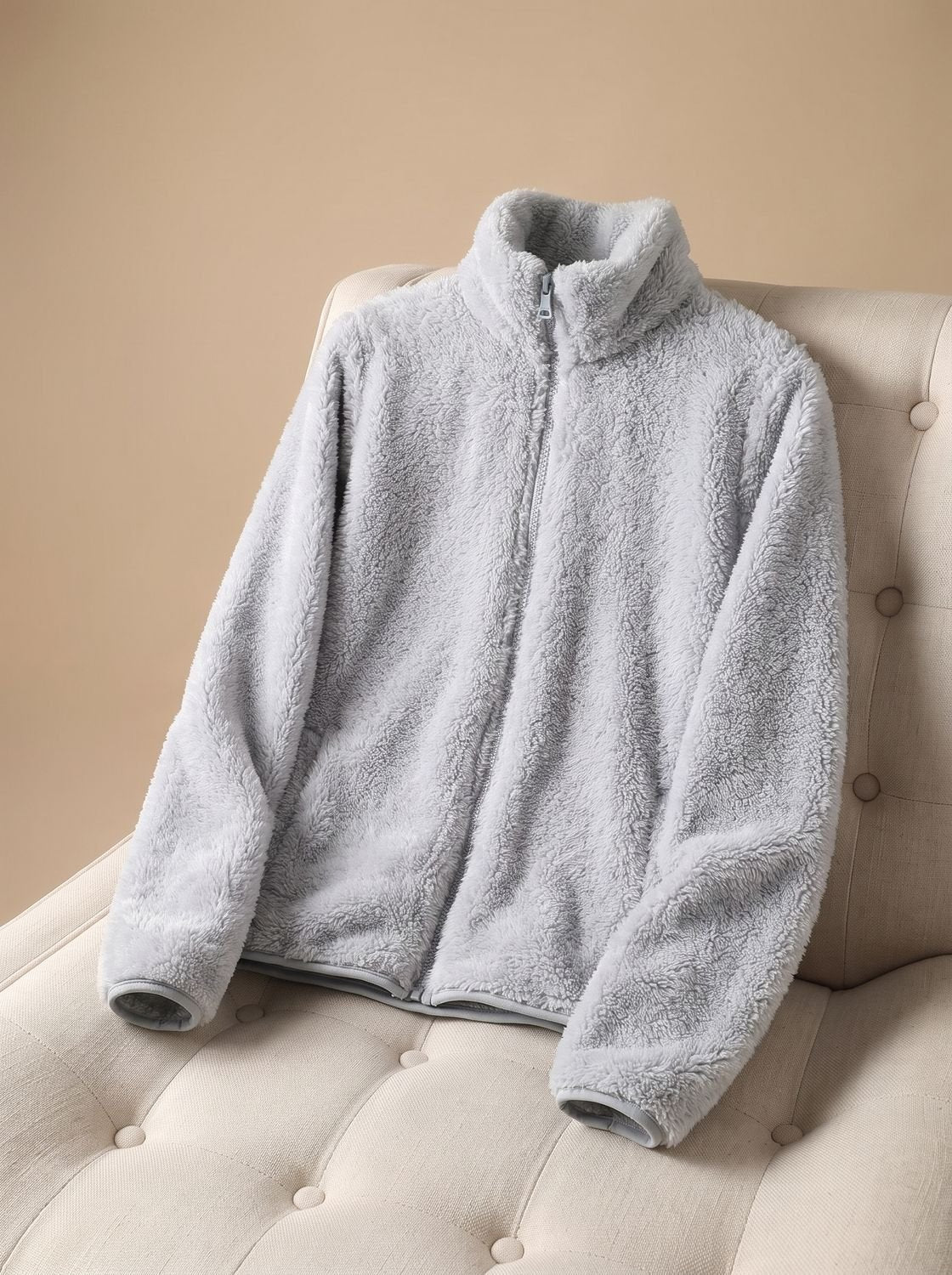 Annika Oversized Stand-Collar Fleece Jacket