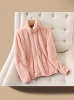 Annika Oversized Stand-Collar Fleece Jacket
