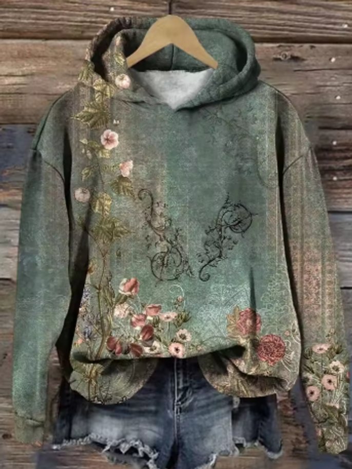 Elisabeth Oversized Floral Knit Hoodie