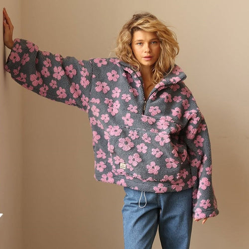 Emilia Floral Sherpa Fleece Pullover