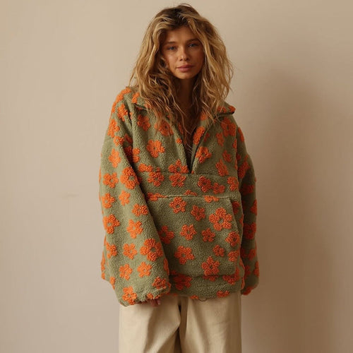 Emilia Floral Sherpa Fleece Pullover