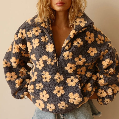 Emilia Floral Sherpa Fleece Pullover