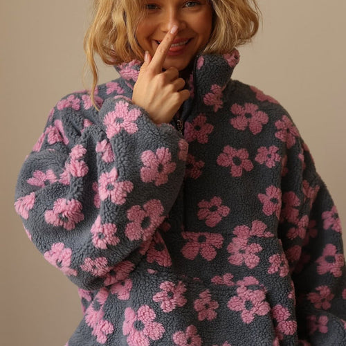 Emilia Floral Sherpa Fleece Pullover