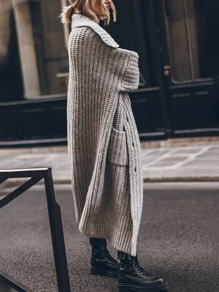 Marlene Oversized Chunky Knit Cardigan with Lapel Collar