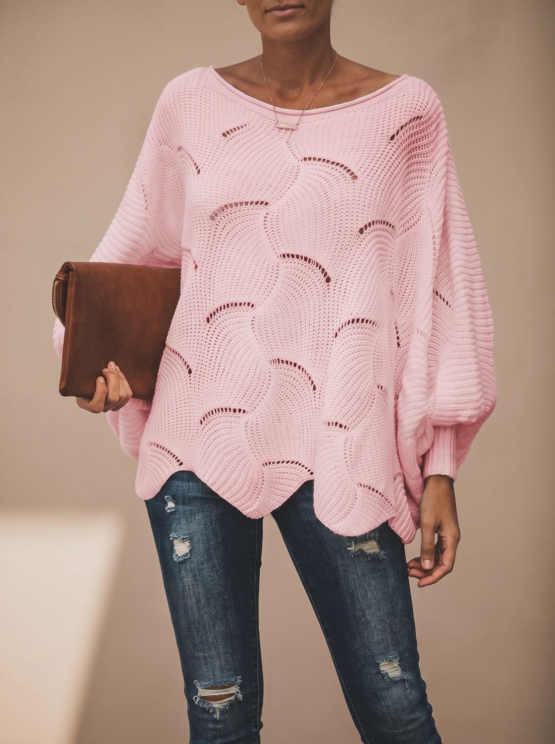 Frieda Oversized Hollow-Out Knit Sweater